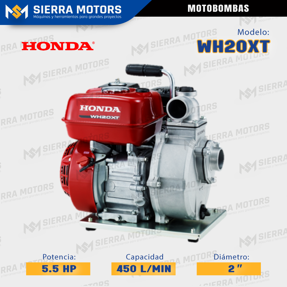 Motobomba Honda WH20XT 5.5 HP 2″ Gasolina