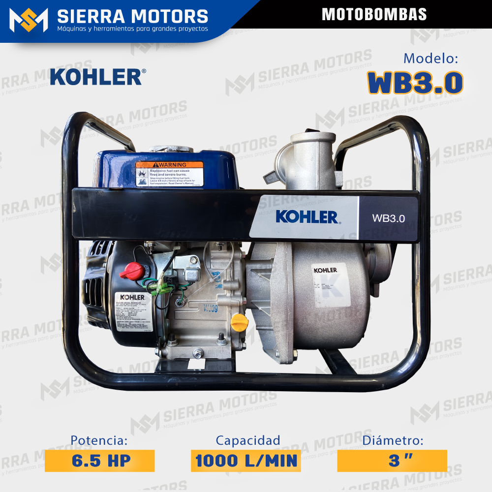 MOTOBOMBA KOHLER AUTOCEBANTE WB3.0 6.5HP 3X3''
