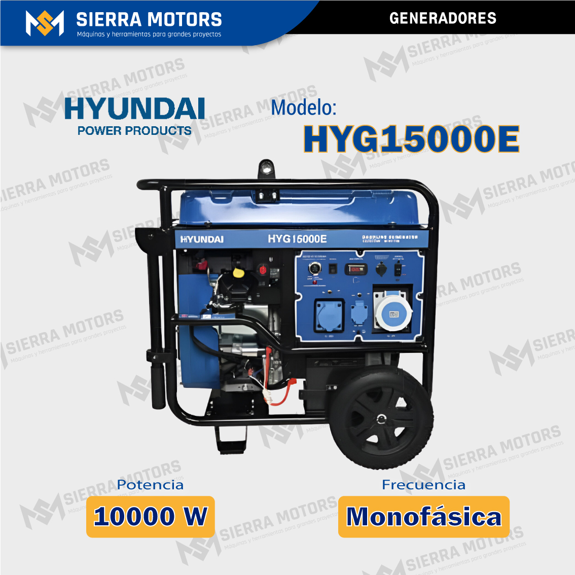 GENERADOR MONOFASICO HYUNDAI HYG15000E