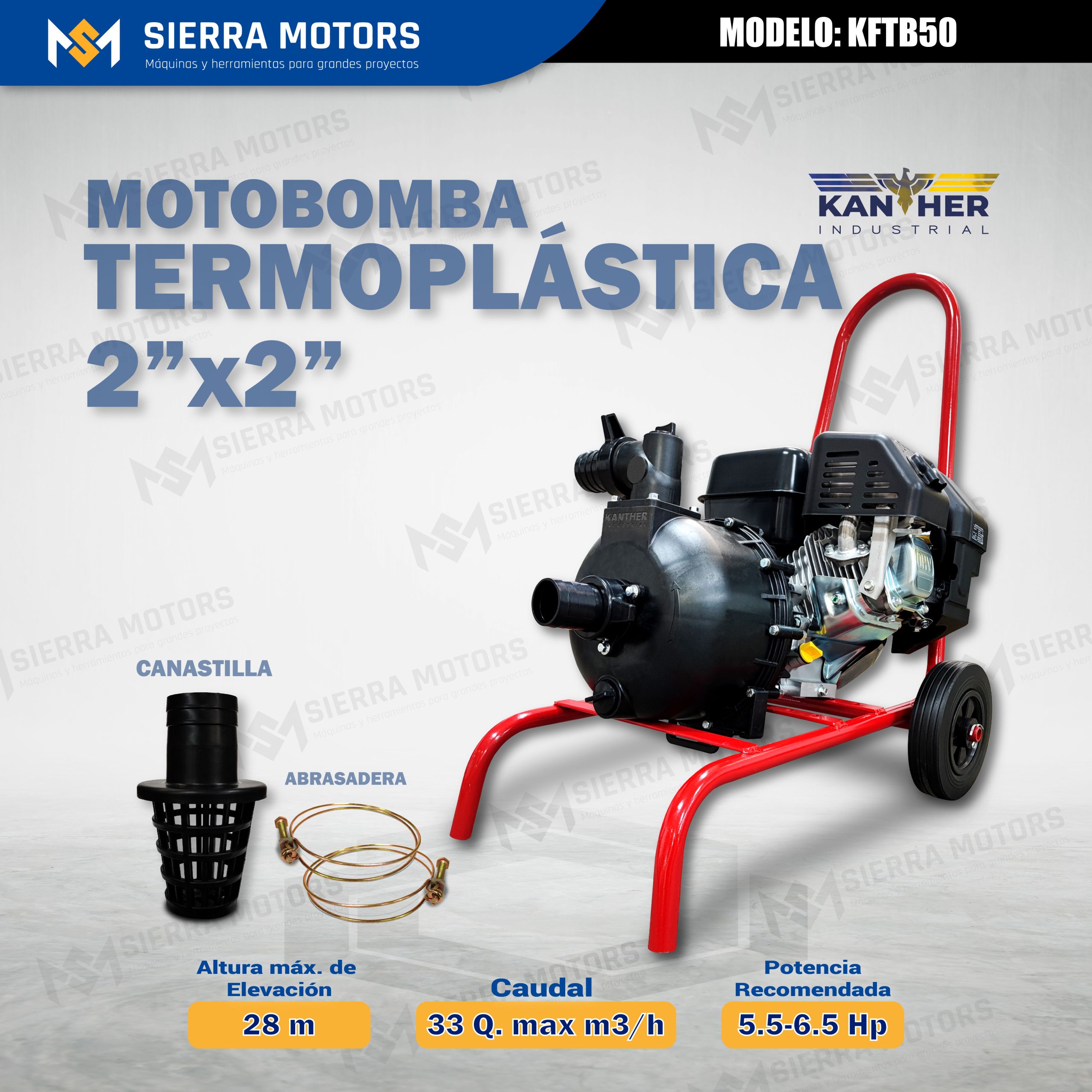 MOTOBOMBA TERMOPLÁSTICA KANTHER - KFTB50 - 2"x2"
